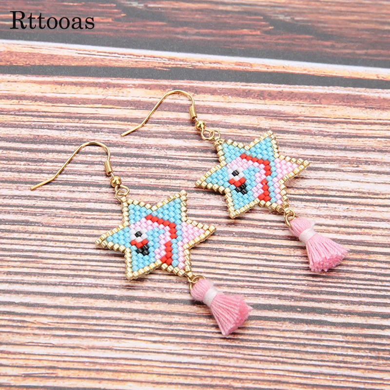 Rttooas DIY серьги в форме фламинго для женщин ручной работы Тканые Миюки деликатные
