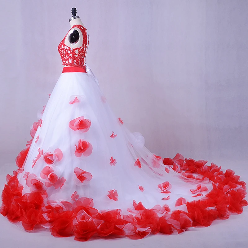 Роскошное платье для выпускного вечера из двух частей белые и красные Выпускные