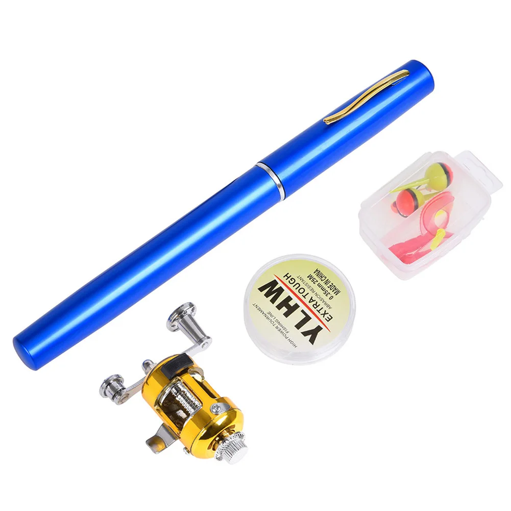 HOT Portable Fishing Rod Reel Combo Set Pen Shape Telescopic Pole Line Soft Lures Kit Fish Gear HV99 | Спорт и развлечения