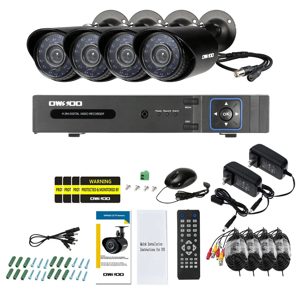 OWSOO 8CH 1080P 5-в-1 цифровой видео Регистраторы+ 4*720P AHD камера видеонаблюдения Камера+ 4* 60ft кабель наблюдения для видеонаблюдения Системы