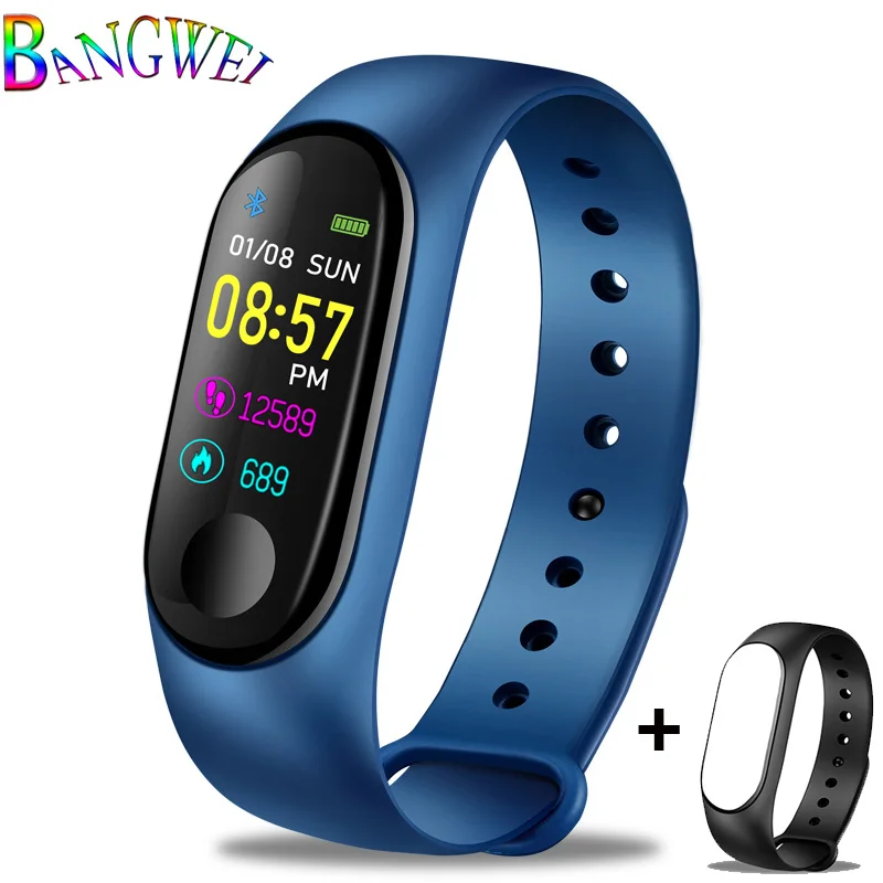 Blue Band LIGE, Женский умный Браслет, сердечный ритм, кровяное давление, кислород, монитор сна, шагомер, фитнес, спортивные часы для Android ios+ ремешок - Цвет: Blue Band