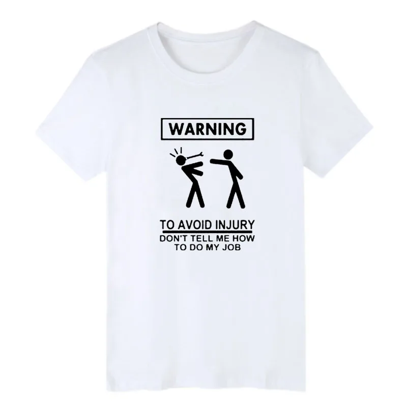 Механик футболка с принтом на инженерную тематику Мужская Уличная черная белая