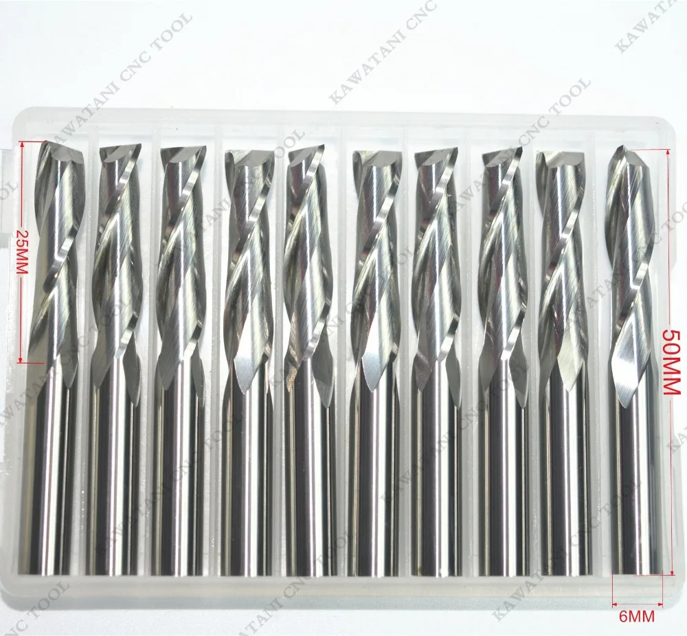 10 шт.-6 мм * 25 твердосплавная концевая фреза с ЧПУ деревообрабатывающая спиральная