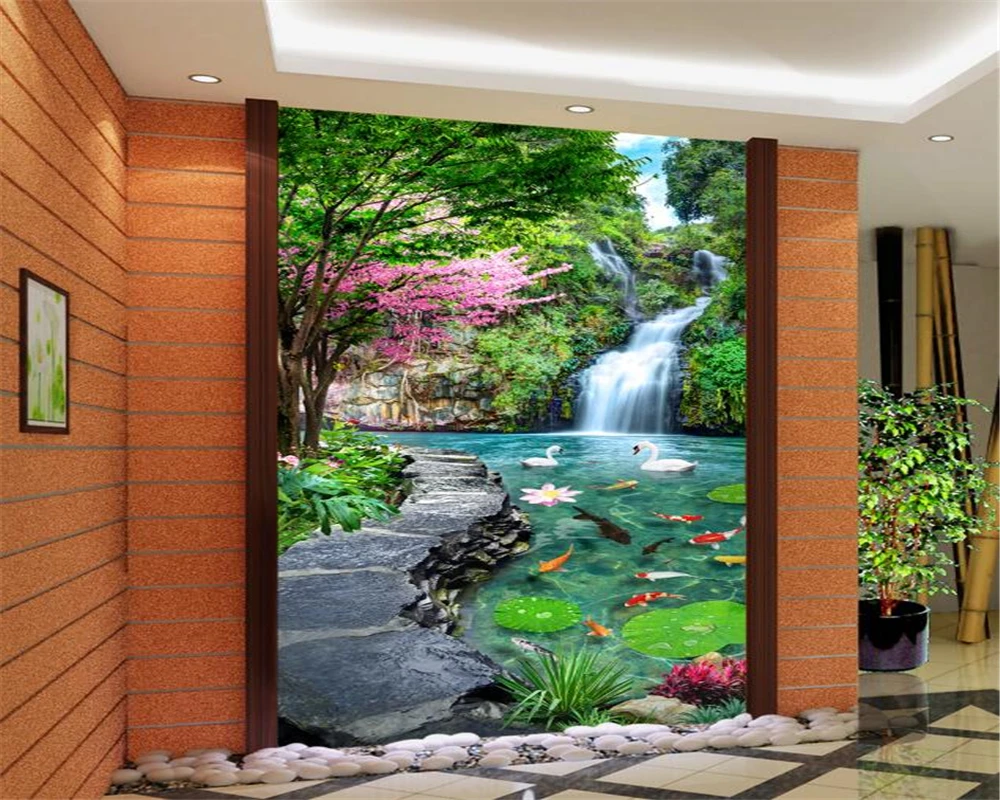 3D обои на заказ с боярышником цветком водопадом для гостиной коридора |