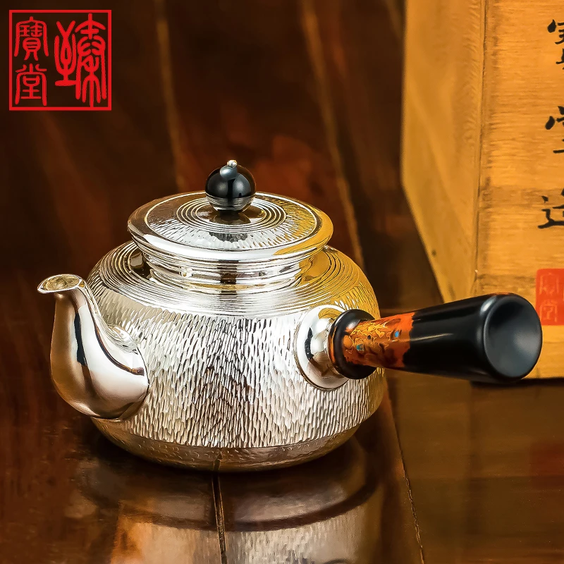 Bark Pattern Tea Pot- Lacquer handle &amp black agate lid | Дом и сад