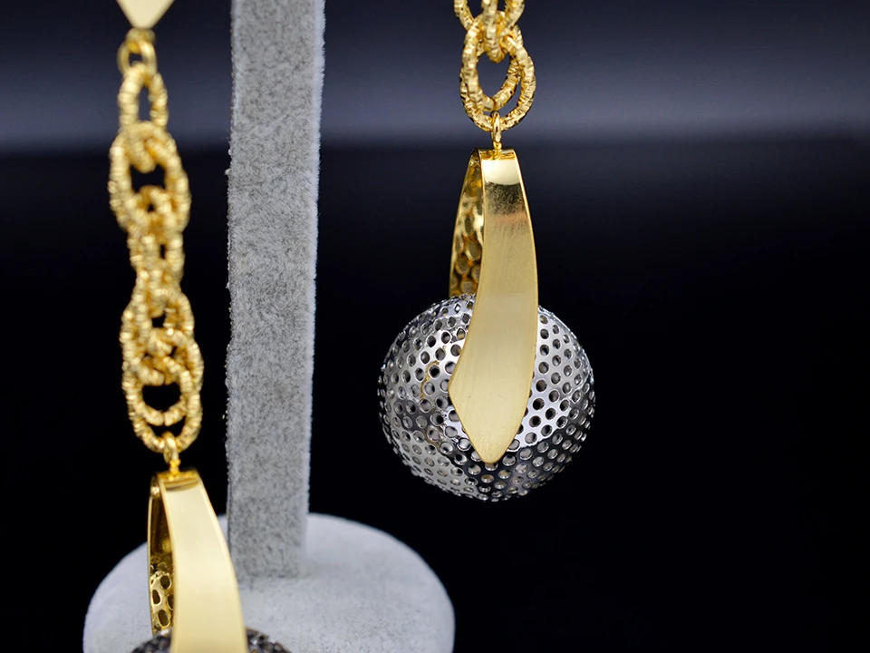 Sunny Jewelry,, серьги с большими шариками для женщин, длинные висячие серьги, Дубай, модные вечерние серьги, свадебные ювелирные изделия
