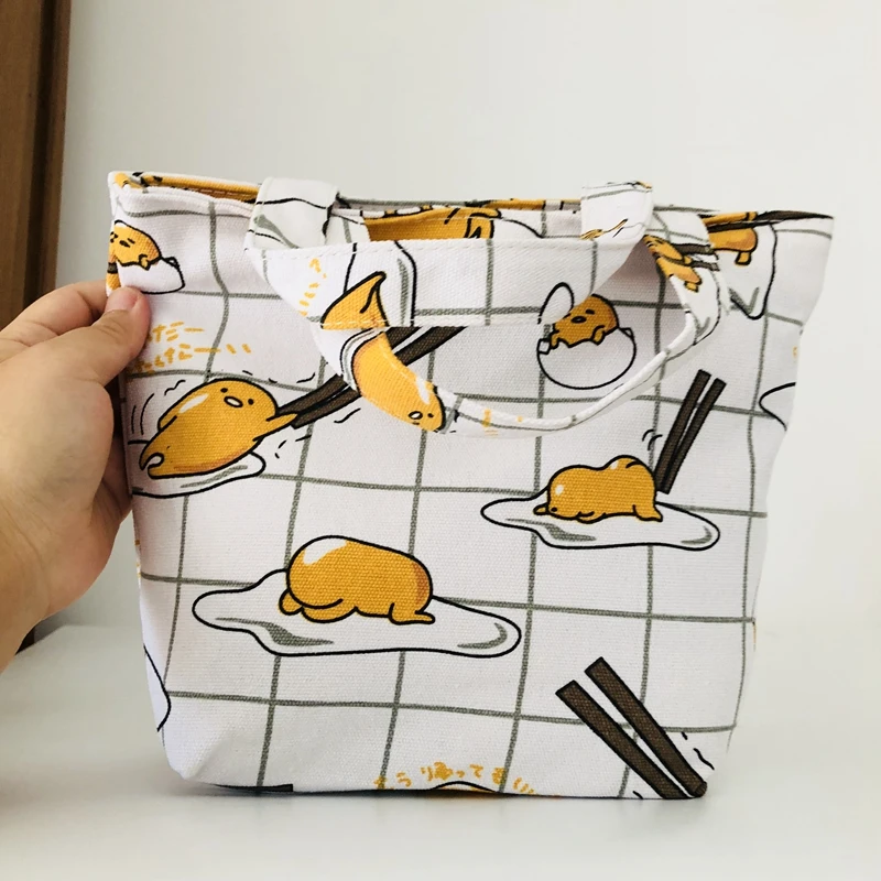 Gudetama сумка для обеда с рисунком милые сумки Холщовая Сумка для пикника дорожная сумка для хранения модные сумки для обеда для женщин девочек дамы дети