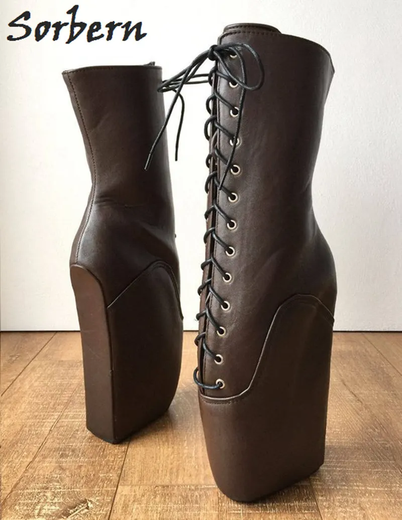 

Sorbern Chocolate Ankle Boots For Women Plus Size Platform Boots Punk Vintage Womens Fashion Boots 2019 New Lined Bootie Heels