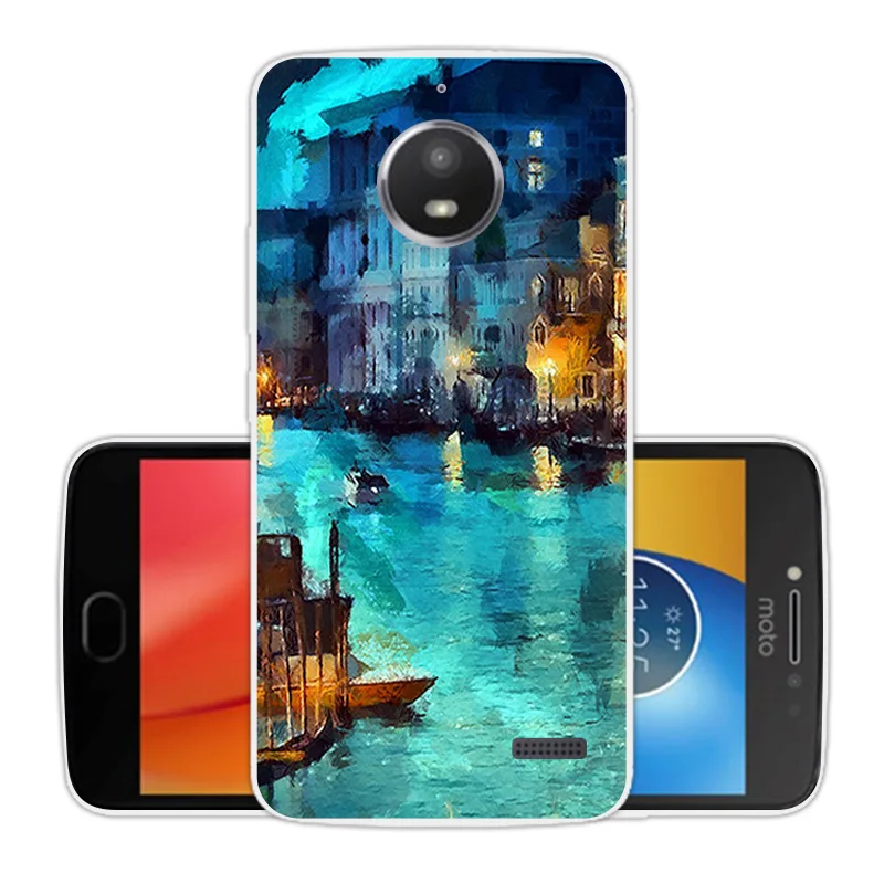 For Motorola Moto E4 Soft Silicon Phone Cover Case for XT1766 XT1763 TPU 5.0&quot Transparent Brick Road |