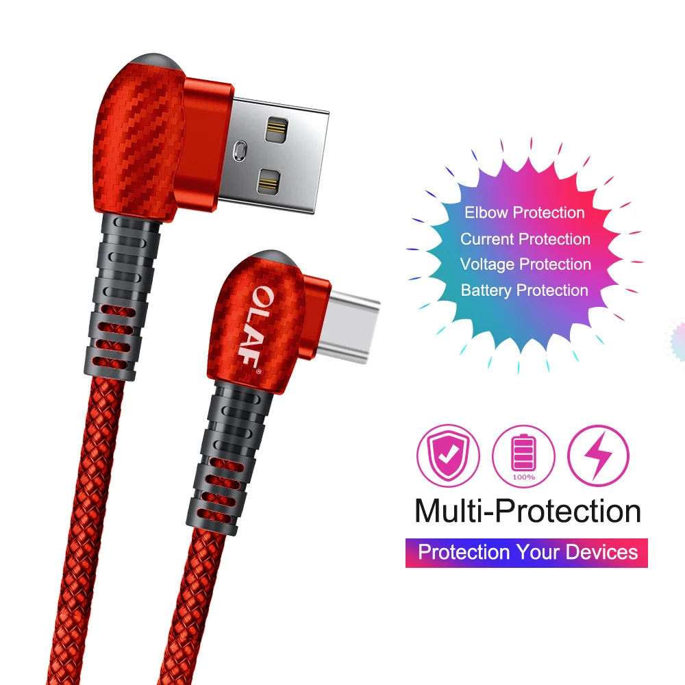Олаф 90 градусов 2.4A usb type C кабель для samsung s9 huawei mate 20 Pro Xiaomi Быстрая зарядка USBC usb-c type-c кабель для передачи данных