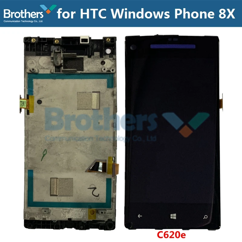 ЖК-экран для HTC 8X C620e, ЖК-дисплей, сенсорный экран, дигитайзер для HTC, Windows Phone 8X, ЖК-дисплей в сборе с рамкой, сменная верхняя часть
