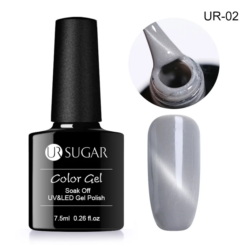 Gray Cat EyeUR02 UR SUGAR Гель-лак для ногтей 7,5 мл Гибридный лак Полупостоянный серый серия личная гигиена маникюр Дизайн ногтей основа верхнее пальто праймер - Цвет: Gray Cat EyeUR02