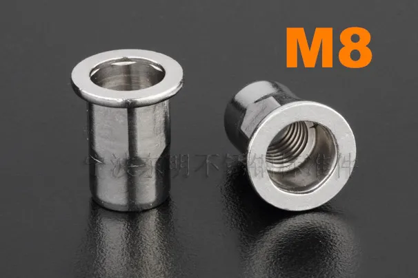 

100pcs/lot M8 Stainless steel flat head semi-hexagon rivet nuts