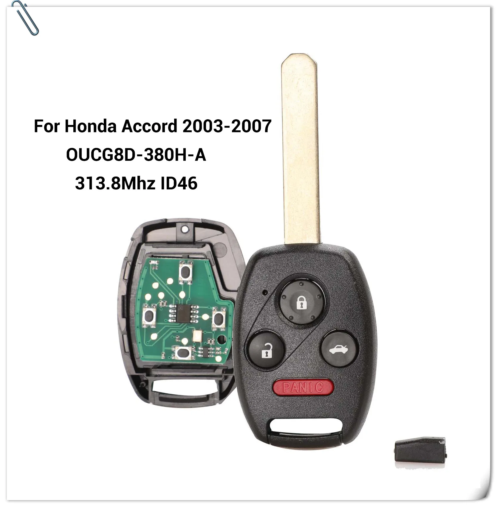 Jingyuqin Автомобильный Дистанционный ключ для Honda Odyssey 2005-2010 Accord 2003-2007 OUCG8D-380H-A 313,8 МГц 3/4 кнопки управления Fob ID46(7941