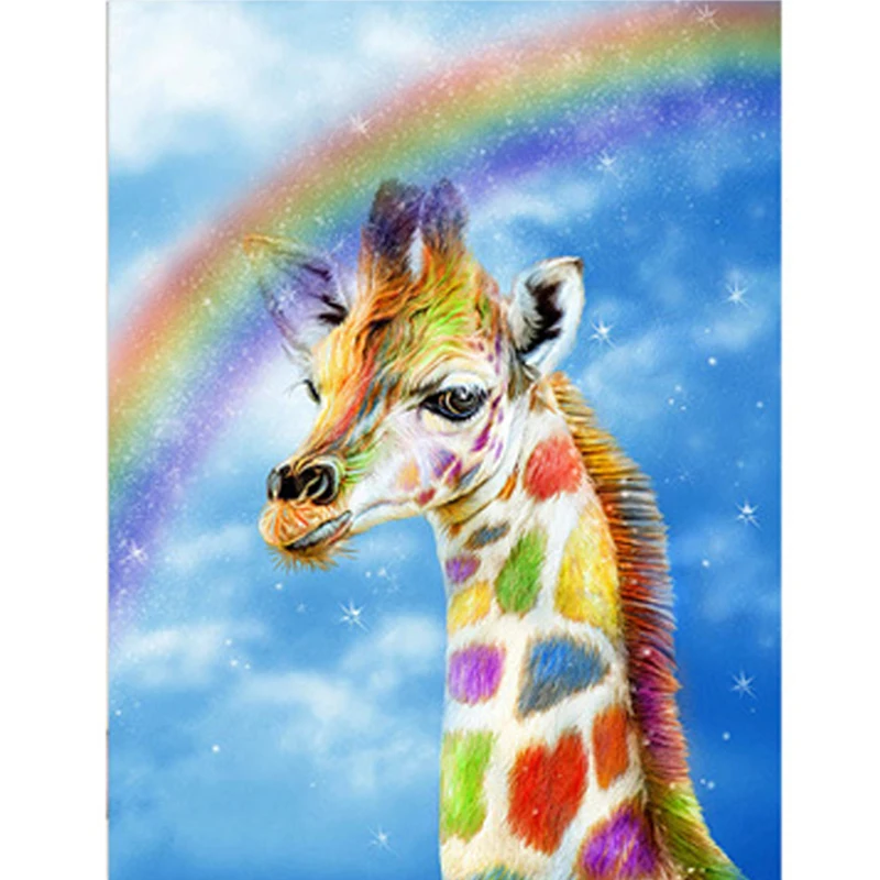 

Diamond Embroidery Full Drill Diamond Painting Giraffe Rainbow Pattern 5D DIY Needlework Cross Stitch Mosaic Wall Stickers