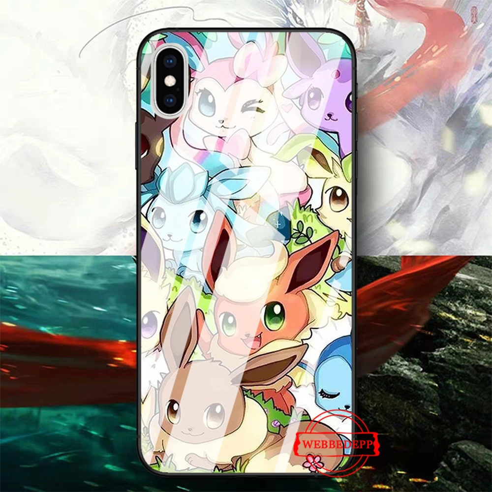 TG10 Мультяшные Покемоны eevee pika стеклянный чехол для телефона для Apple iPhone 11 Pro X XS Max 6 6S 7 8 Plus 5 5S SE - Цвет: TG10