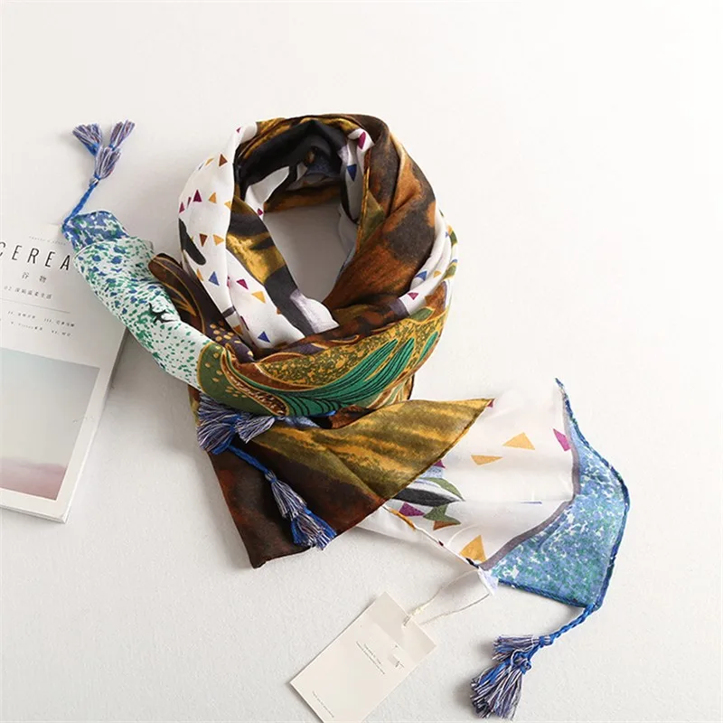CLYTIE New Women Cotton Scarf Autumn Shawls and Wraps Designer of Fashion Tassel Styles SC3244 | Аксессуары для одежды