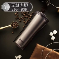 coffee cup 316 stainless steel seamless inner insulation cup male and female portable car water cup one hand open cover