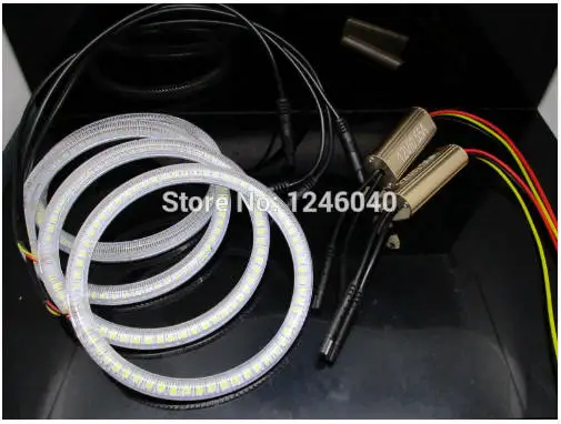 Двойной цвет белый и янтарный DRL указатель поворота LED Ангельские Глазки полный