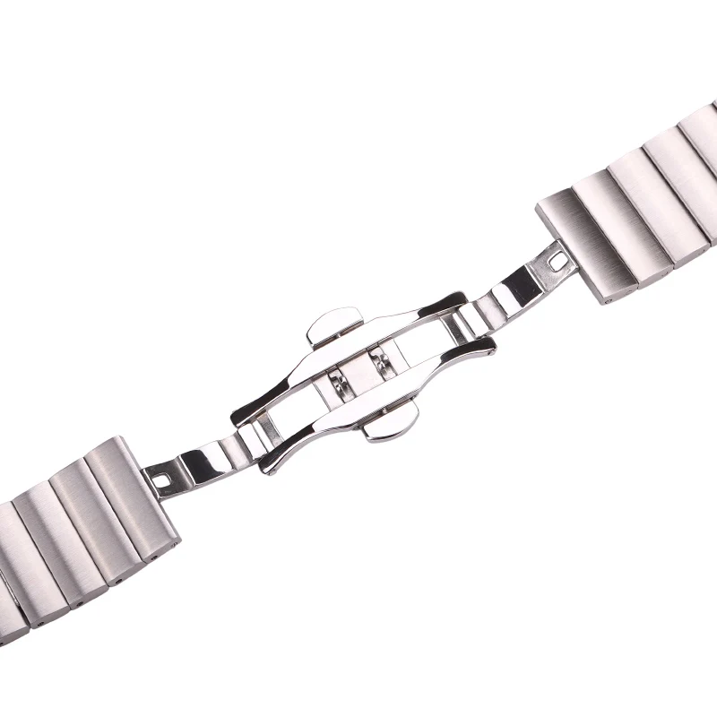 Solid Stainless Steel Watch Band Bracelet 16mm 18mm 20mm 22mm Silver Black Brushed Metal Watchbands Strap