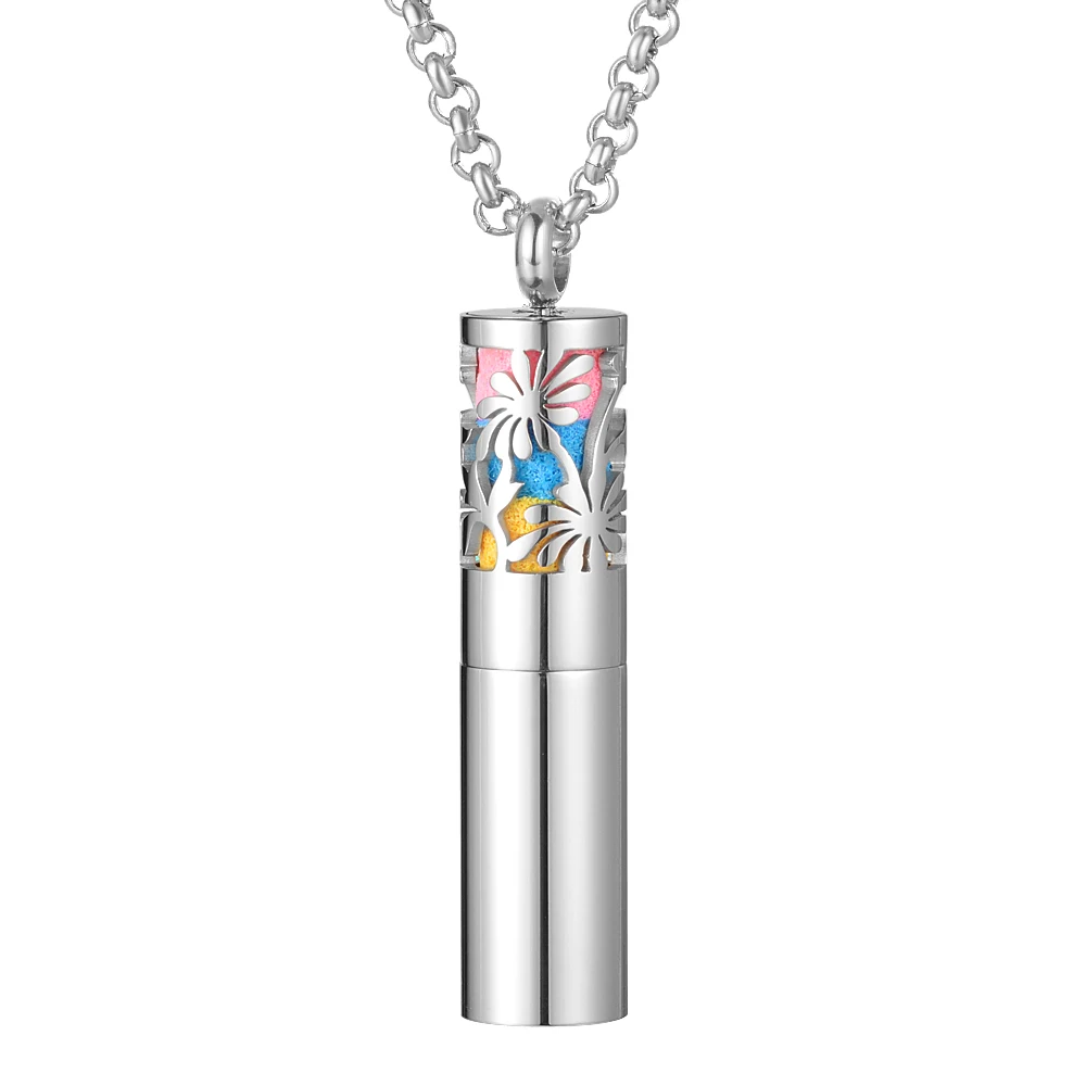 Silver B Черный/серебристый Essentail масляный диффузор Цепочки и ожерелья с обойтись и контейнер 2-в-1 Нержавеющая сталь Подвеска для ароматерапии медальон - Окраска металла: Silver B