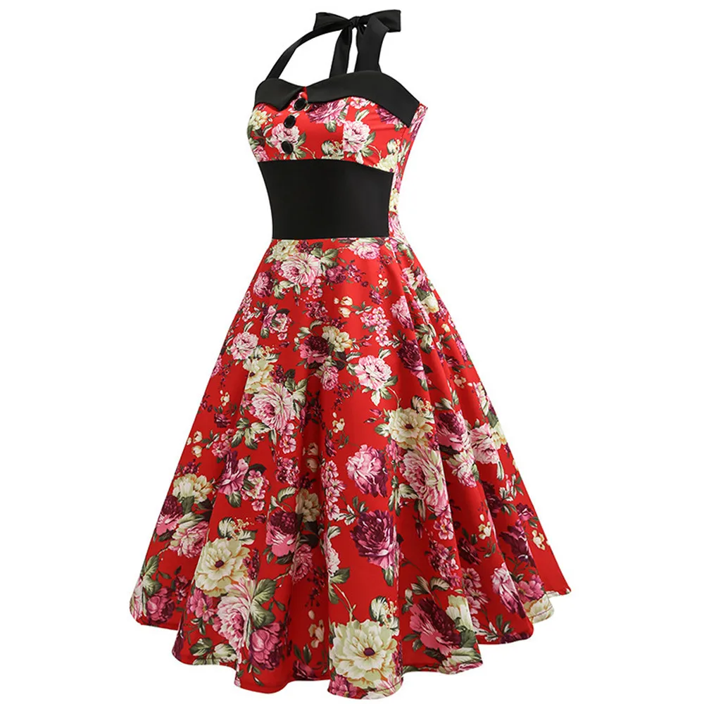 SAGACE New Summer Dress Vintage Womens Holiday Sleeveless Button Sundress Ladies Beach Party Dropshipping 61216 | Женская одежда