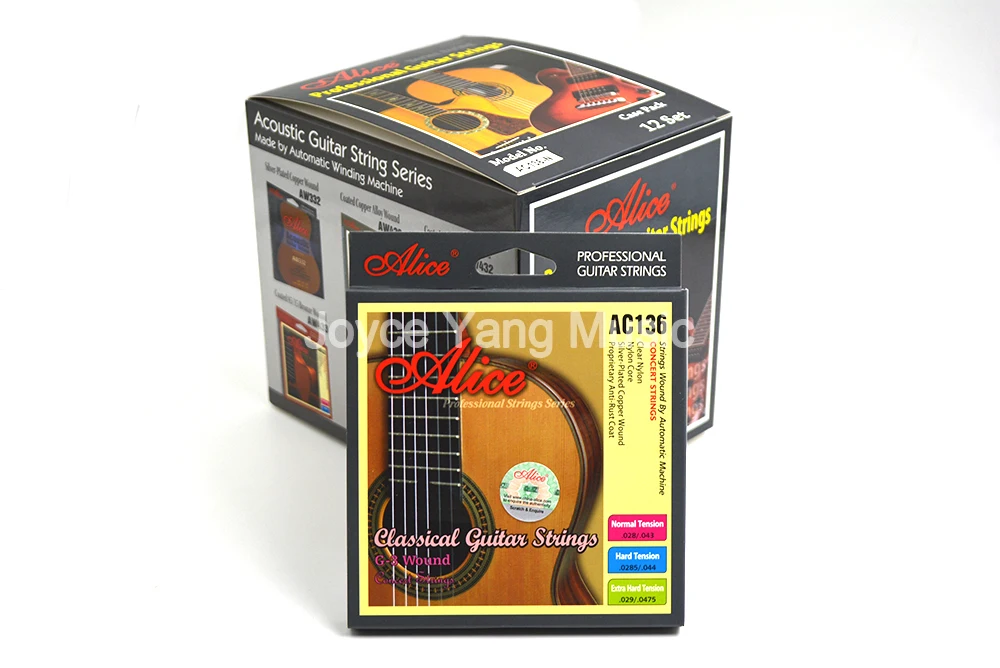 10 Sets of Alice AC136-N/H Classical Guitar Strings Crystal Nylon Strings Silver-Plated Copper Wound 1st-6th Strings Wholesales