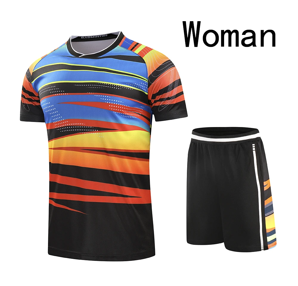 Woman 1 set Печать, новые китайские наборы для бадминтона для мужчин/женщин, LIN D одежда для бадминтона, спортивные костюмы униформы для бадминтона, 215AB - Цвет: Woman 1 set