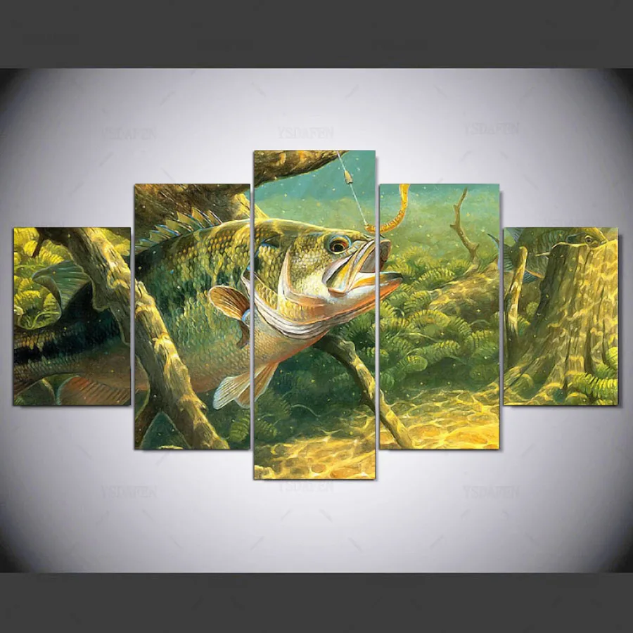 Ysdafen 5 панель HD с Живопись Рыба холсте Home Decor Wall Art картина для гостиной kn 198|art