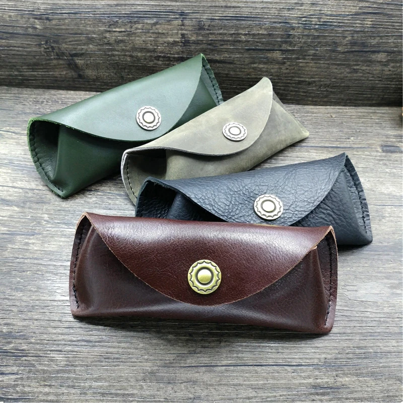 

Tianou Hand-made Hight Quality leather Retro Eyewear Case Black Red Yellow Glasses case 17*5cm