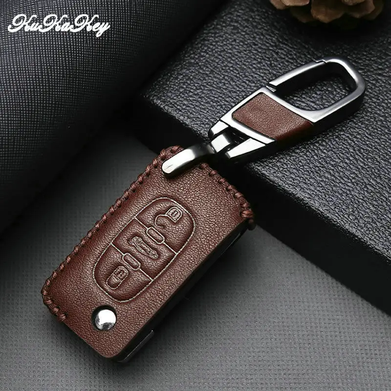KUKAKEY кожаный чехол для автомобильного ключа Peugeot 107 206 207 208 306 307 308 407 408 RCZ Citroen C2 C3 C4 C5