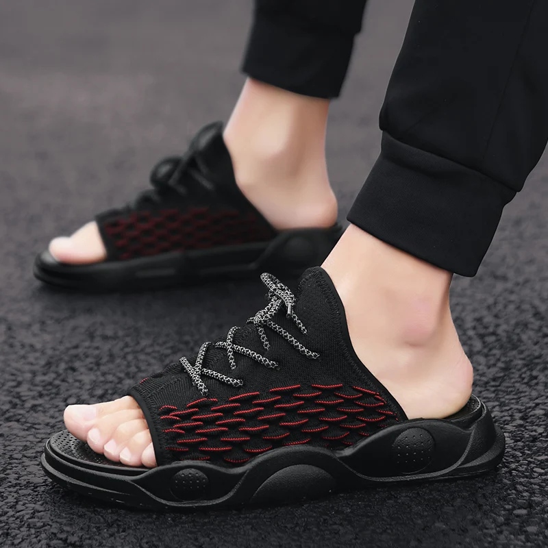 New product men's summer main push stretch fly weave leisure sports tide slippers outdoor sandal beach shoewear garden clogs | Спорт и