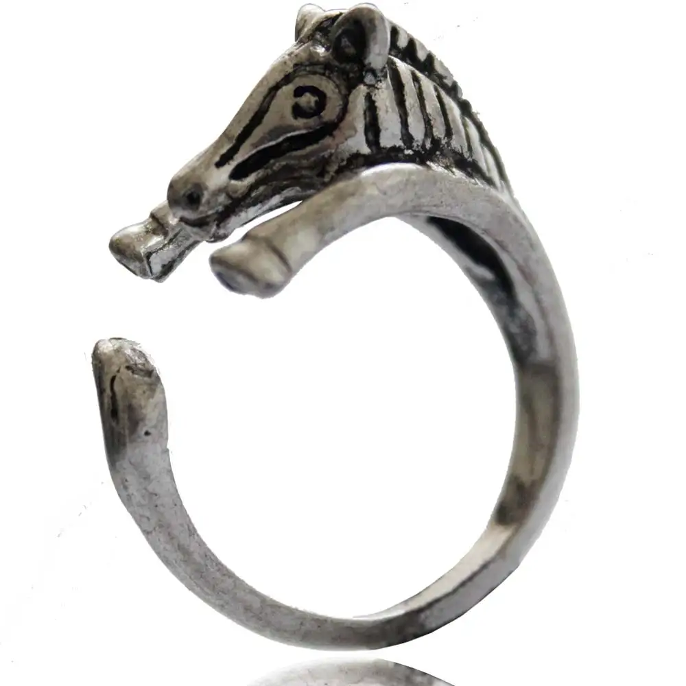Открытые Кольца в виде лошади панк Винтажное кольцо с животными регулируемые