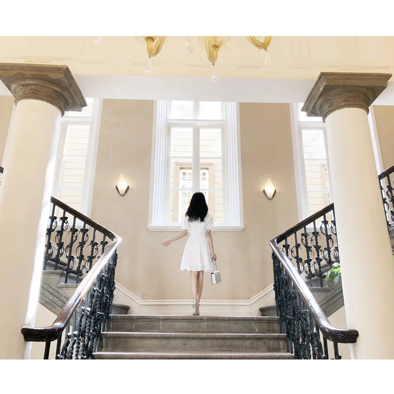 2018 Дева модное белое кружевное платье принцессы Для женщин хлопок квадратный