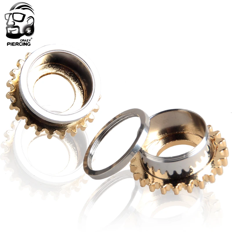 Заглушки для ушей из стали 316L золотистого цвета модные измерительные приборы