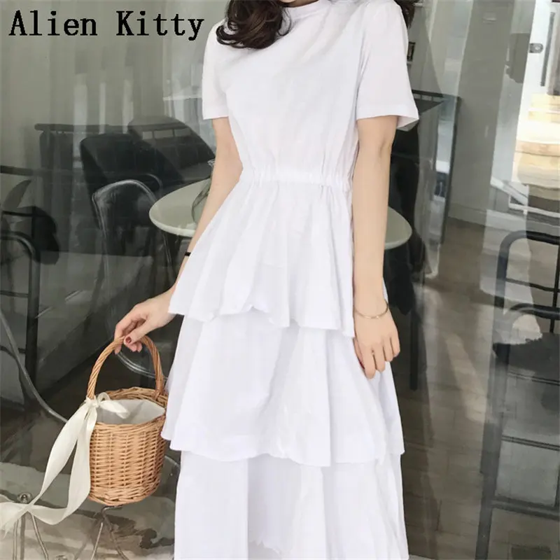 Платье с коротким рукавом Alien Kitty повседневное винтажное платье до середины