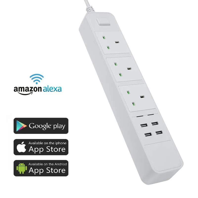 Великобритания Wi Fi умная розетка с кабелем 1 8 3 домкраты мощность мониторы Plug 4 USB