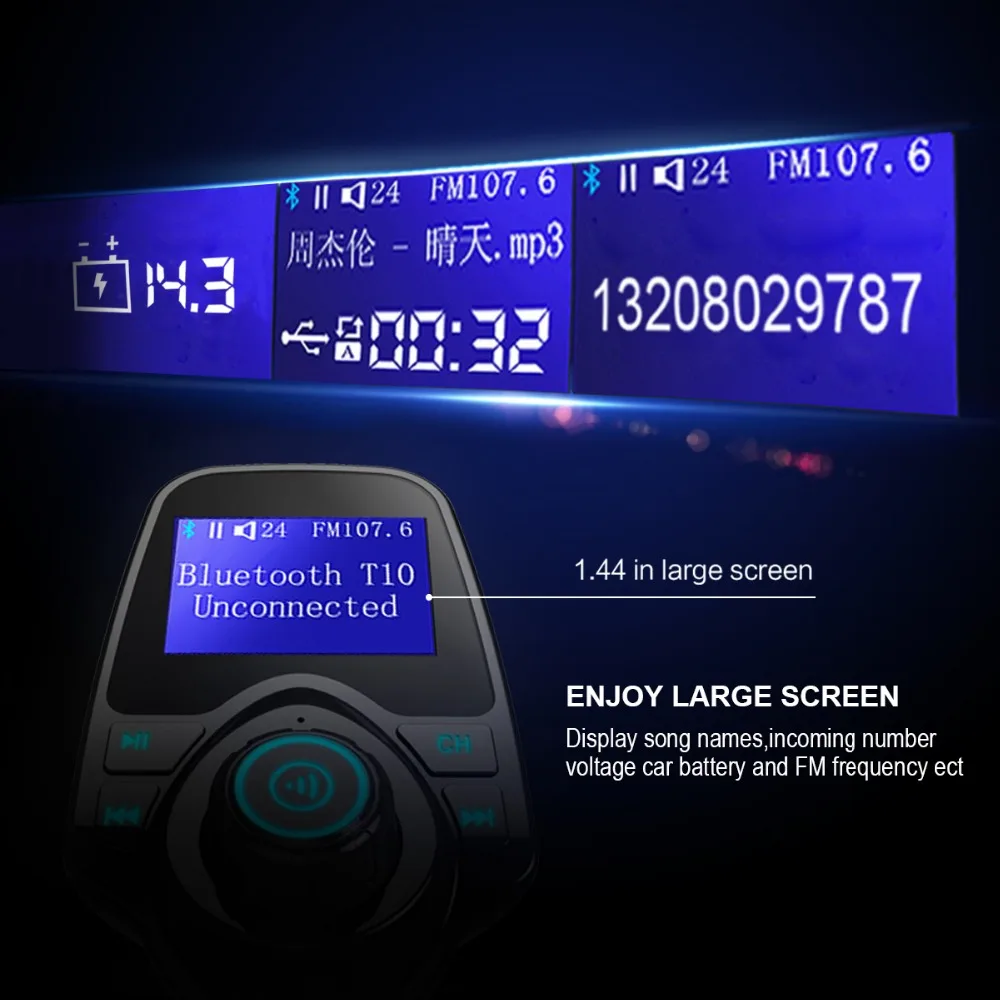 Siparnuo Transmisor FM Bluetooth Автомобильный fm передатчик Aux модулятор Handsfree автомобильный