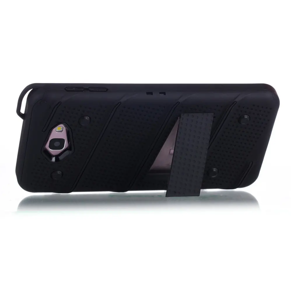 for Samsung Galaxy J7 Prime [Charm] Wave Point &amp Twill Hybrid PC+TPU Armor Case With Built in Stand Cell Phone Back Cover |