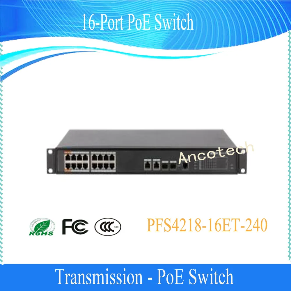 

DAHUA 16-port 100 Mbps + 2-port Gigabit Managed PoE Switch DH-PFS4218-16ET-240