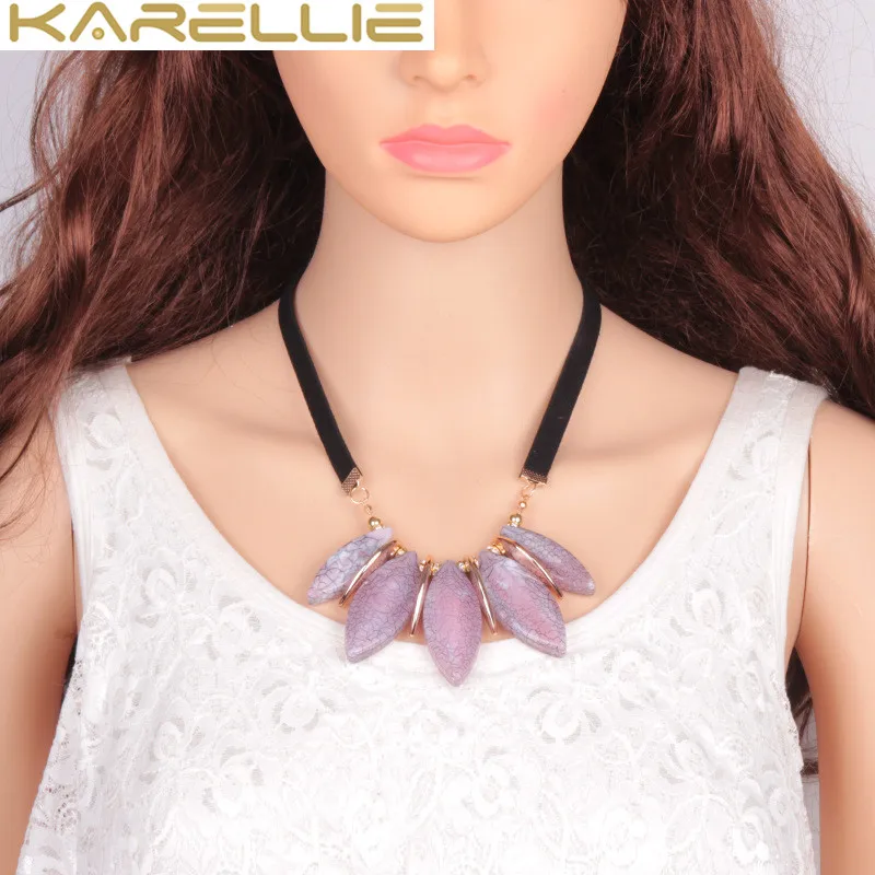 Karellie Новая мода макси смолы кожаный цепи колье Цепочки и ожерелья для Для женщин