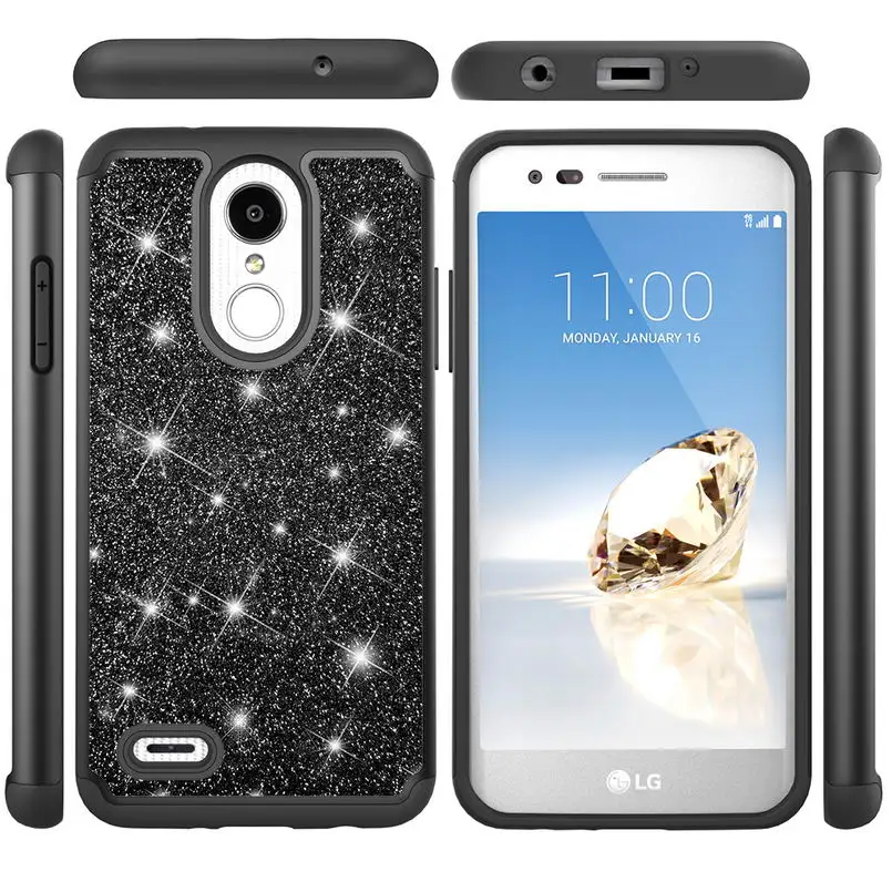 Чехол для LG Aristo 2 Bling Glitter в 1 силиконовый и поликарбонатный чехол Plus K8 2018 US Version V30