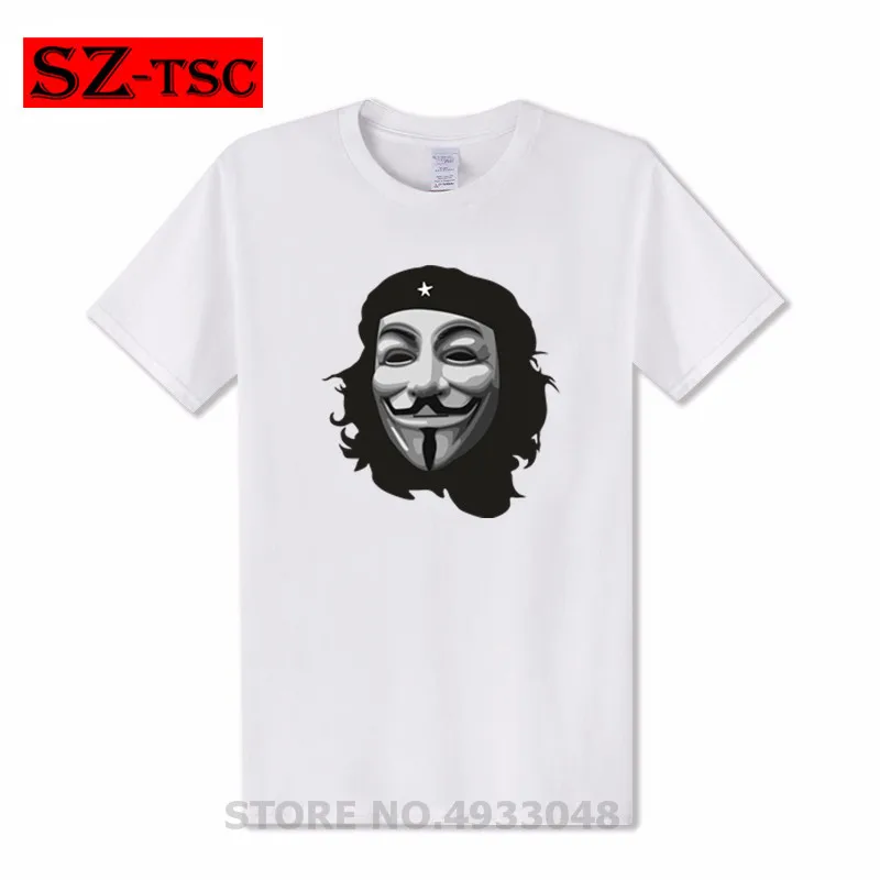 Мужская футболка с героями мультфильмов Che guevara Anonymous Vendetta mask летняя 2019|Мужские