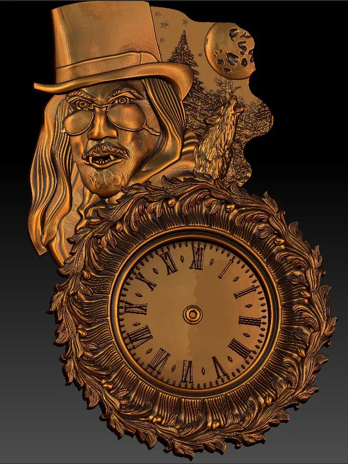 

Digital file in STL format clock for CNC 3D relief carving engraving C36-19