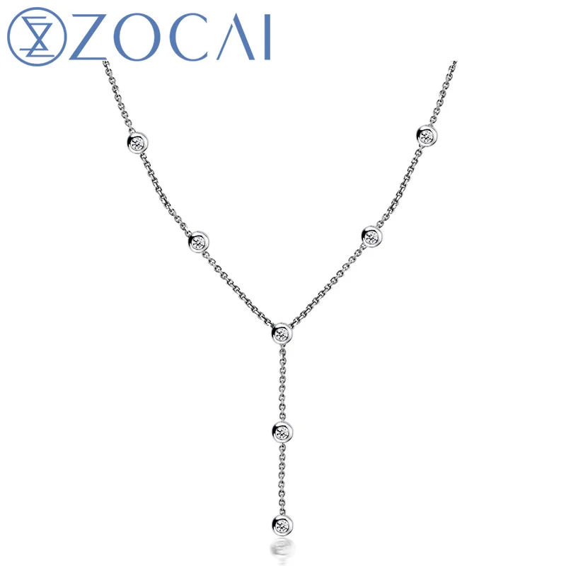 Новое поступление ZOCAI бренд падающая звезда 0.14 СТ CERTIFIED18K белое золото Nacklace T024 |