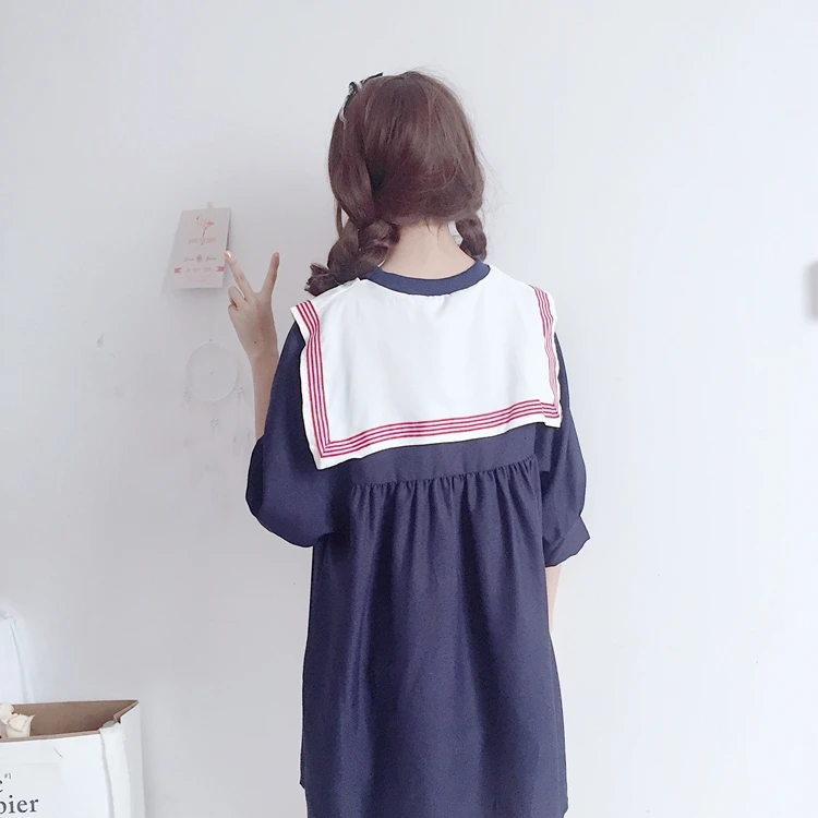 Japanese Dress Academy Sweet Girl Loose Lap top Slim Student Sailor Collar | Женская одежда