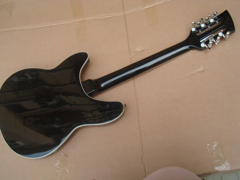 Черный 12 строки Ricken Backer Гитары высокого качества R тремоло 3 пикапы Custom Shop