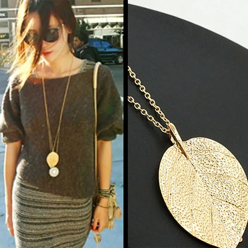 Lukeni модное ожерелье с подвеской в виде листьев для женщин Boho Bijoux Chains золотого