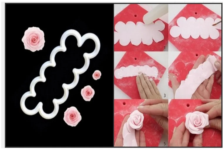 3 шт./компл. форма для торта с розой пластиковая белая роза цветок помадка резак