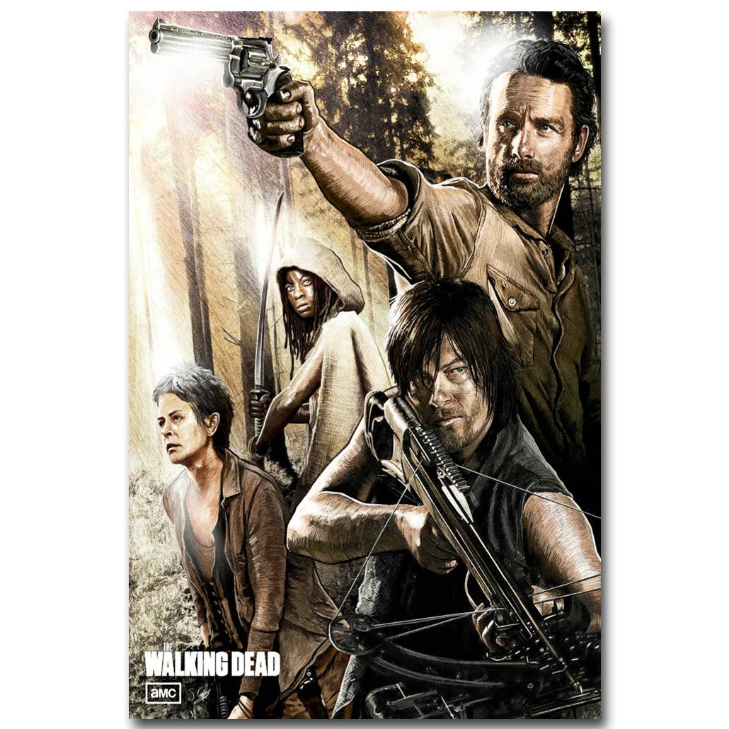 Художественный плакат Walking Dead из шелковой ткани с принтом 13x20 20x30 дюймов ТВ серия